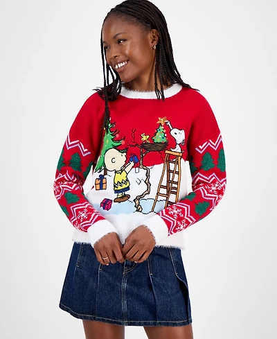 Hooked Up by Iot Juniors' Charlie Brown and Snoopy Christmas Sweater