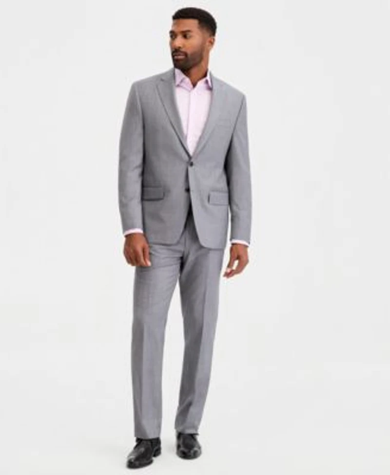 Michael Kors Mens Classic Fit Wool Blend Stretch Solid Vested Suit Separates