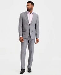 Michael Kors Mens Classic Fit Wool Blend Stretch Solid Vested Suit Separates