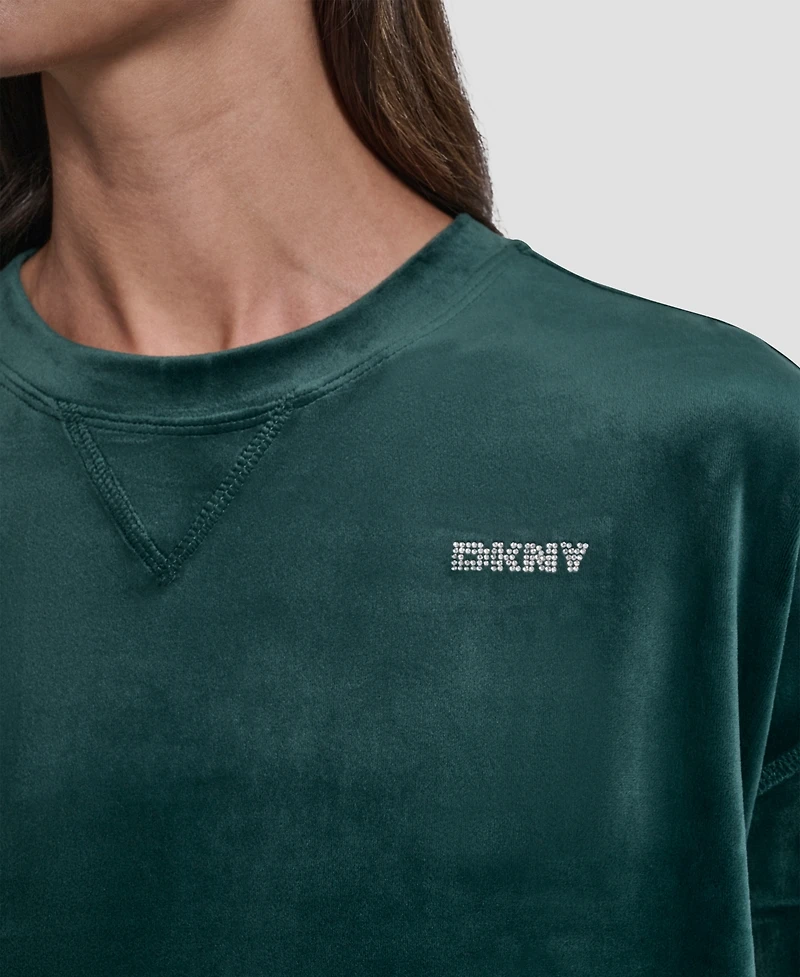 Dkny Women's Platinum Velour Crewneck Sweatshirt