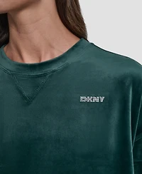 Dkny Women's Platinum Velour Crewneck Sweatshirt