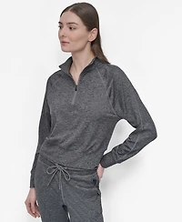 Dkny Sport Women's Space-Dyed Half-Zip Raglan-Sleeve Top