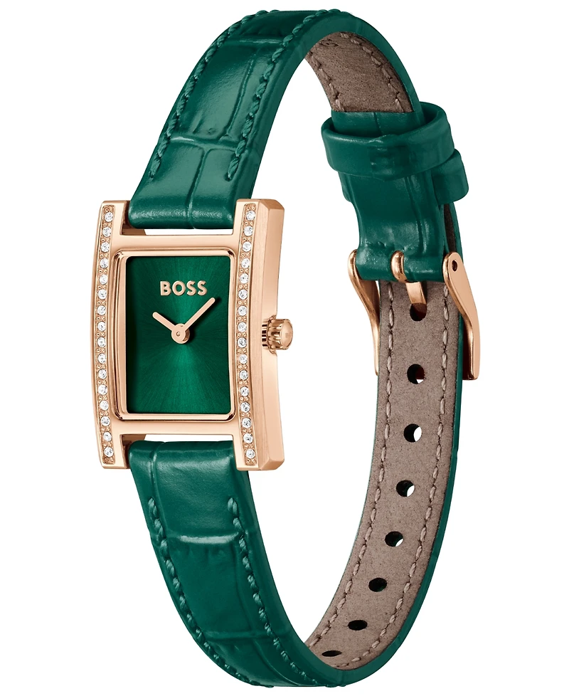 Hugo Boss Women's Lucy Precious Quartz Basic Mini Green Leather Watch, 18.50mm