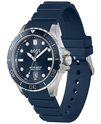 Hugo Boss Men's Troper Sport Quartz Basic Calendar Blue Silicone Watch, 42mm