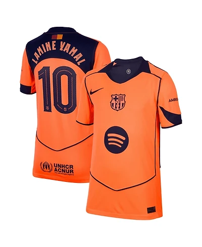 Nike Big Boys and Girls Lamine Yamal Orange Barcelona 2025/26 Third Replica Player Jersey