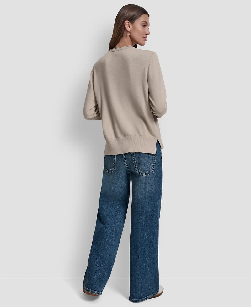 Dkny Jeans Petite Embellished Logo Crewneck Sweater