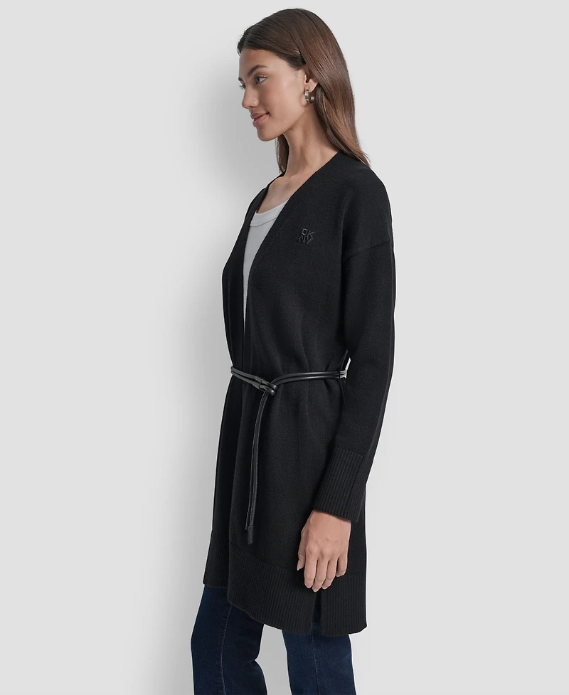 Dkny Jeans Petite Long Sleeves Cardigan with Lasso Belt