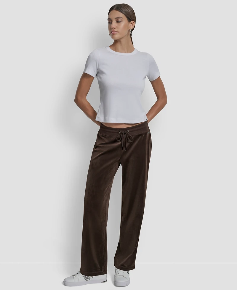 Dkny Jeans Petite Drawstring-Waist Velour Pants