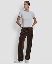 Dkny Jeans Petite Drawstring-Waist Velour Pants