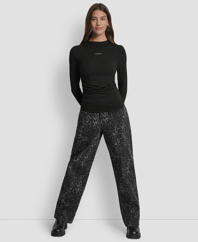 Dkny Jeans Petite Side Ruched Long Sleeves Top