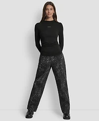 Dkny Jeans Petite Side Ruched Long Sleeves Top