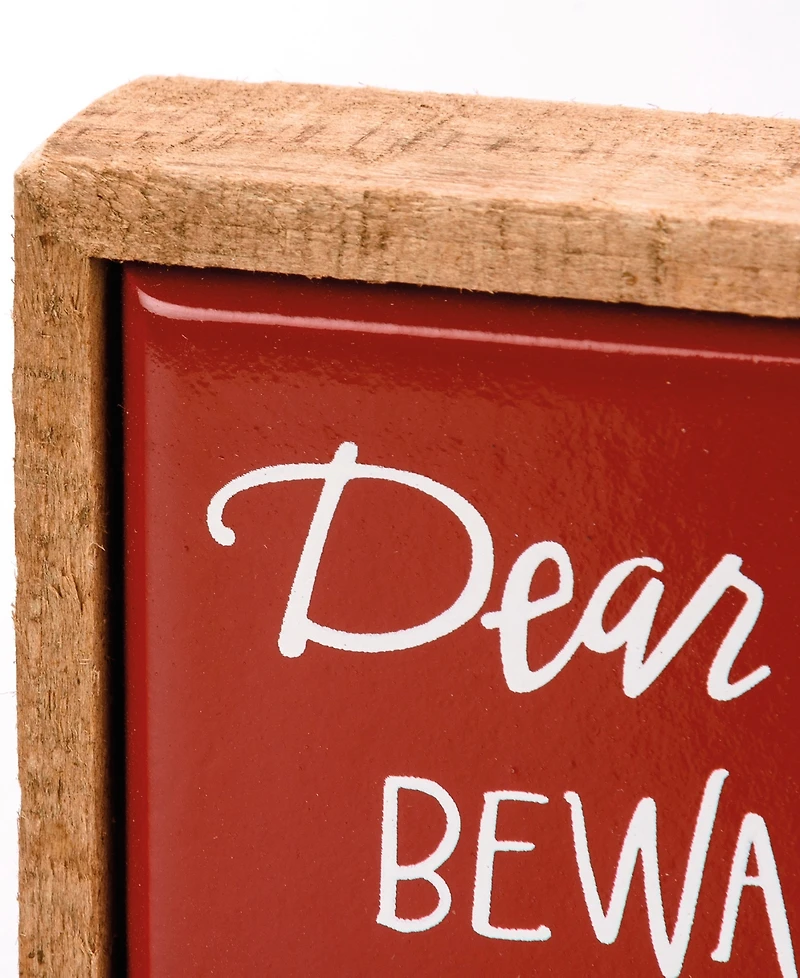 Primitives by Kathy Dear Santa Beware of Dog Kisses Box Sign