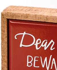 Primitives by Kathy Dear Santa Beware of Dog Kisses Box Sign