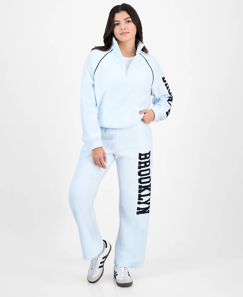 Rebellious One Juniors' Brooklyn Half-Zip Polar Fleece Top