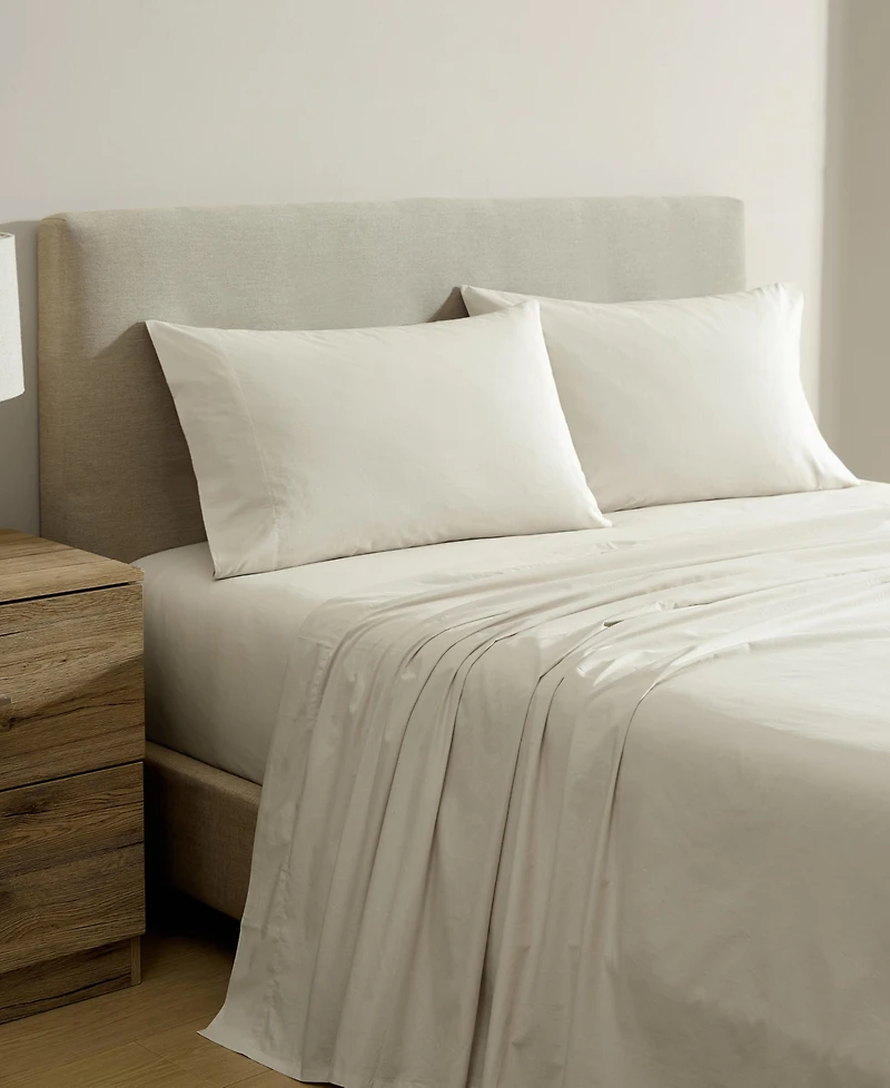Nautica Solid Cotton Percale 4-Piece Sheet Set, King