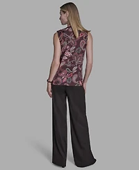 Bcbg Women's Printed Ruffle Button-Down Top