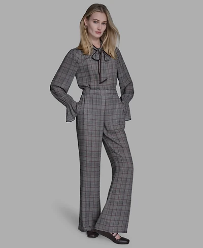 Bcbg Women's Plaid Wide-Leg Pants