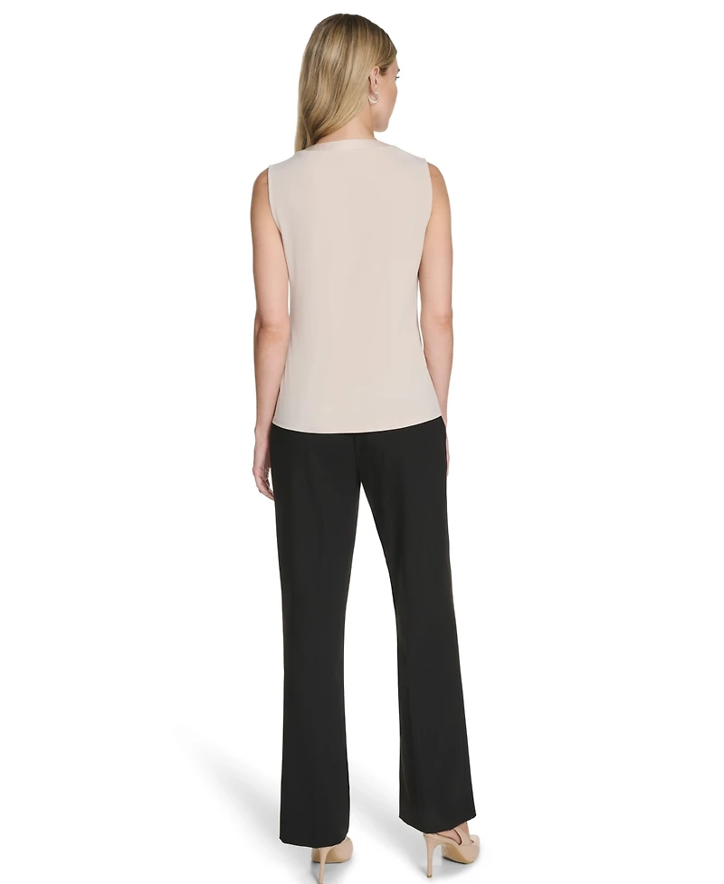 Calvin Klein Women's Mixed-Media Sleeveless Blouse