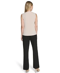 Calvin Klein Women's Mixed-Media Sleeveless Blouse