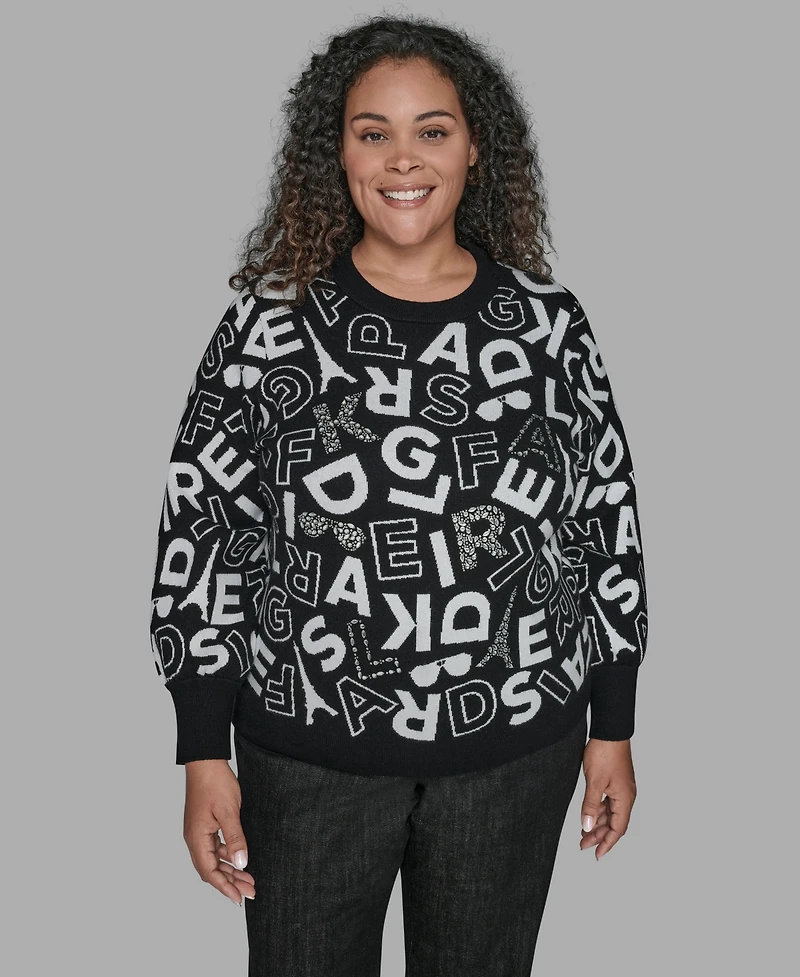 Karl Lagerfeld Paris Plus Scatter Letters Sweater