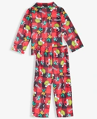 Grinch Boys 4-10 Printed Coat Pajama Set