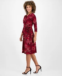 Kasper Women's Printed 3/4-Sleeve Midi Dress