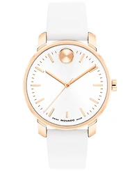 Movado Women's Bold Access Swiss Quartz White Leather Watch, 34mm