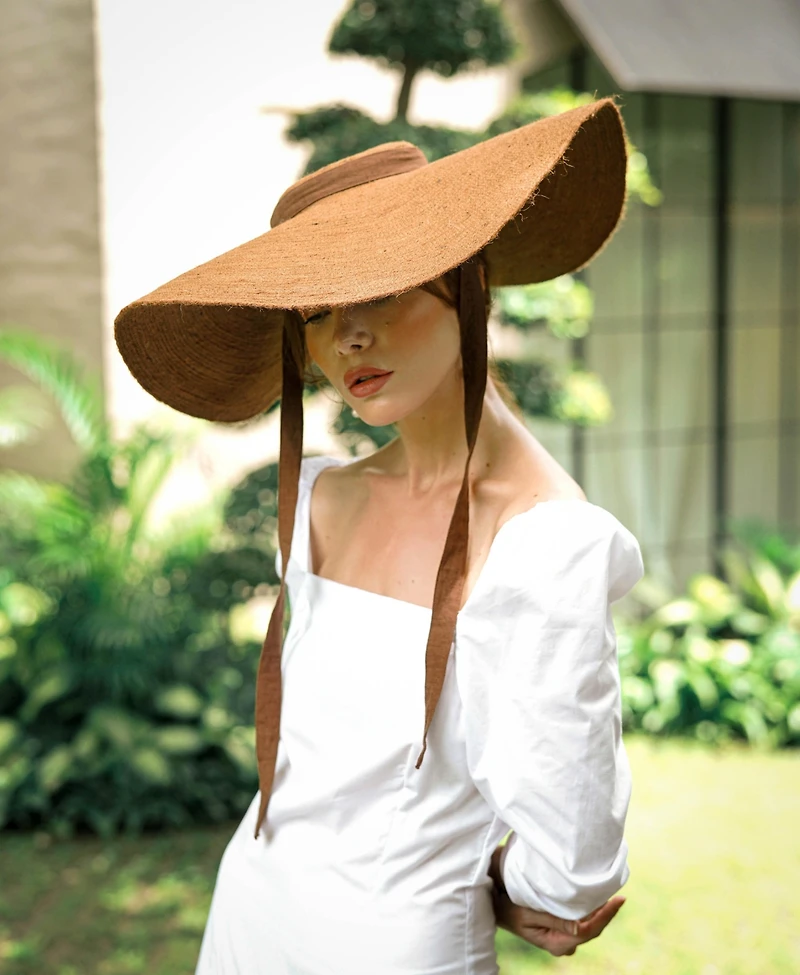 Brunna.Co Lola Wide Brim Jute Straw Hat In Havana Brown