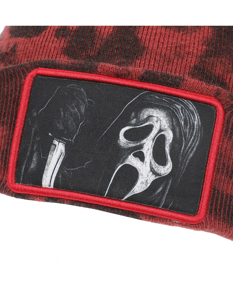 Ghostface Men's Scream Horror Movie Character Embroidered Patch Beanie Hat for Men