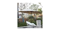 15 Ft Double Sided Rectangular Patio Umbrella with Crank Khaki