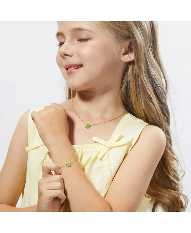 Anna Zuckerman Petit Star of David Necklace in Green