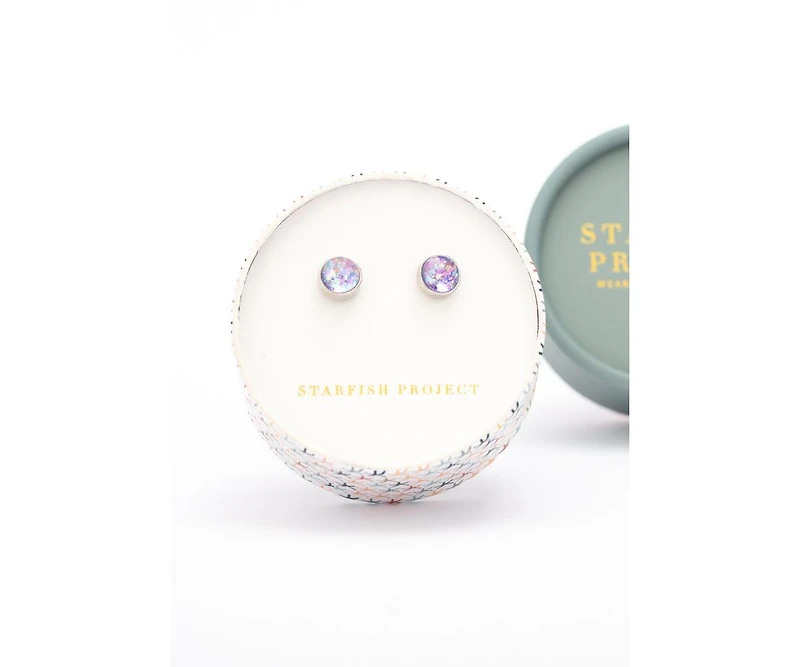 Starfish Project Lora Lavender & Silver Stud Earrings