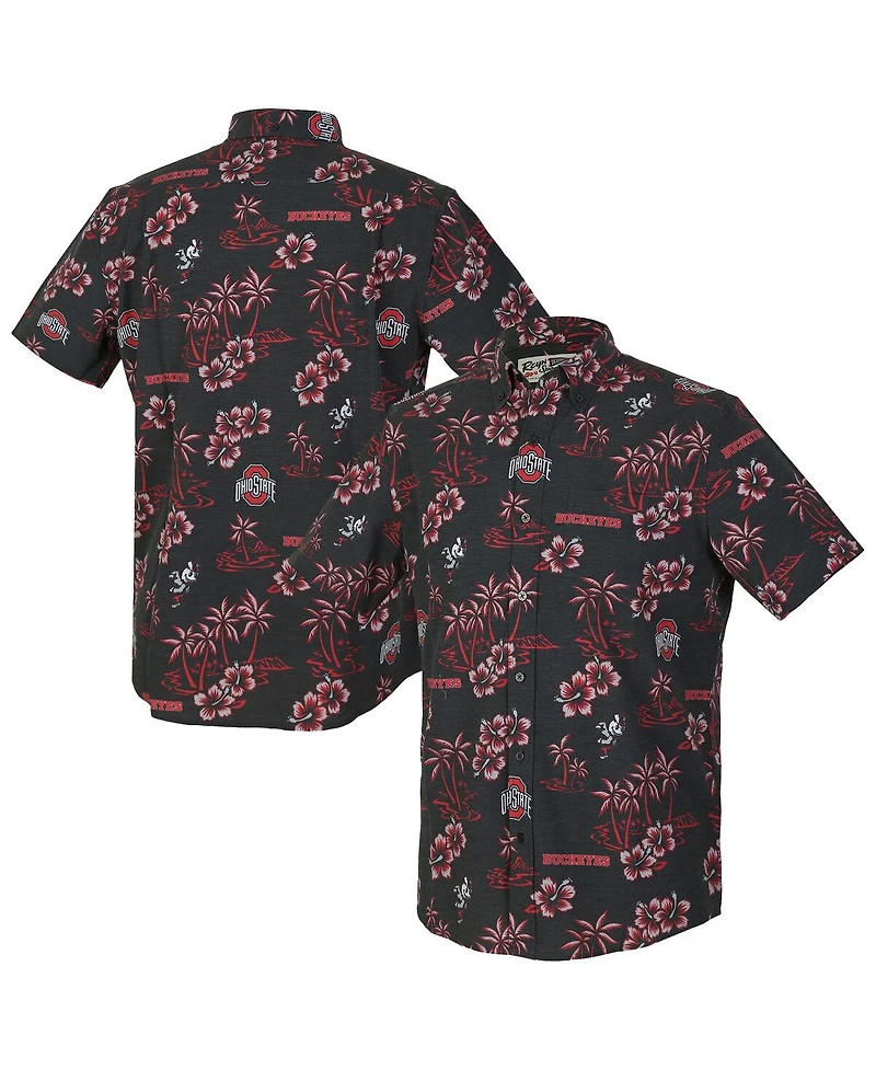 Reyn Spooner Men's Black Ohio State Buckeyes Kekai Classic Tri-Blend Button-Down Shirt