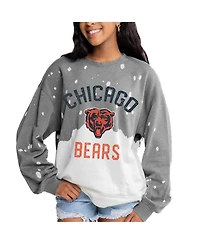 Gameday Couture Women's Gray Chicago Bears Oversized Coin Toss Faded French Terry Tri-Blend Pullover Sweatshirt