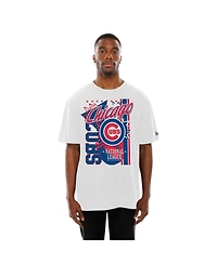 New Era Men's White Chicago Cubs Big Graphic Domestic T-Shirt
