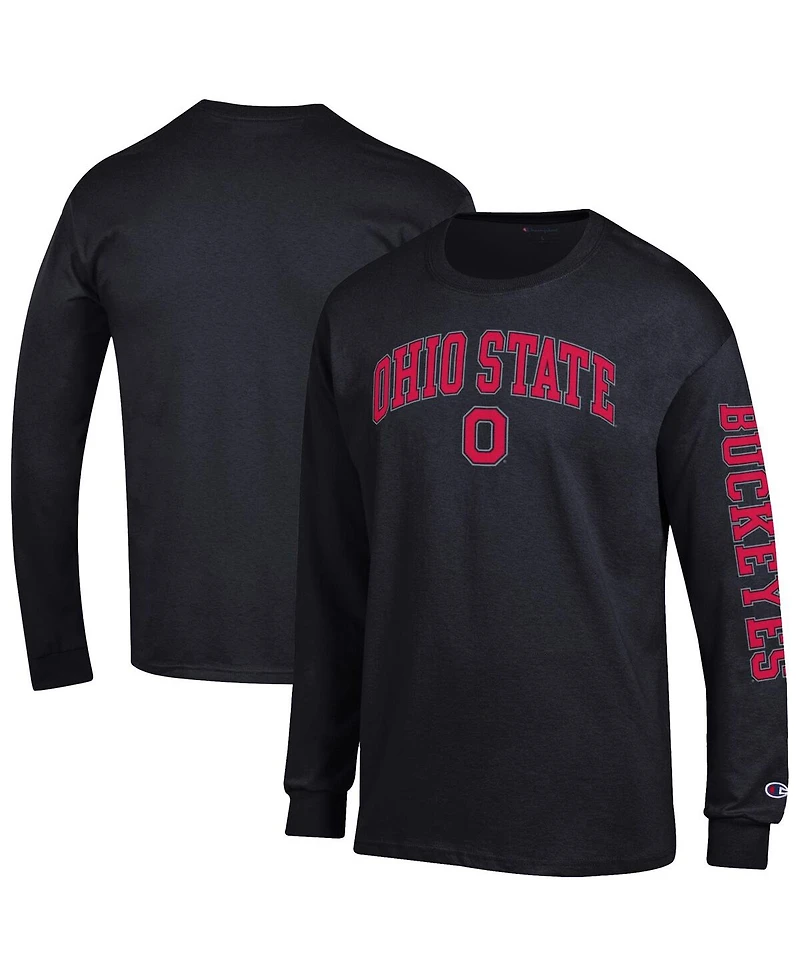 Champion Men's Black Ohio State Buckeyes Arch Over Logo 2-Hit Long Sleeve T-Shirt