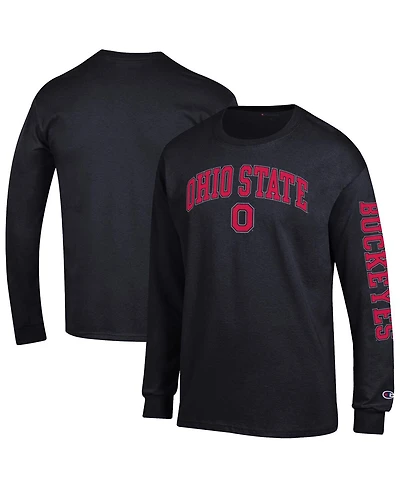 Champion Men's Black Ohio State Buckeyes Arch Over Logo 2-Hit Long Sleeve T-Shirt