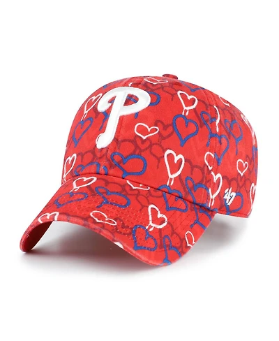 '47 Brand Big Girls Red Philadelphia Phillies Mural Clean Up Adjustable Hat