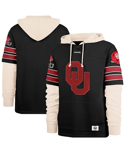 '47 Brand Men's Black Oklahoma Sooners Split Zone Cornerback Lacer Pullover Hoodie