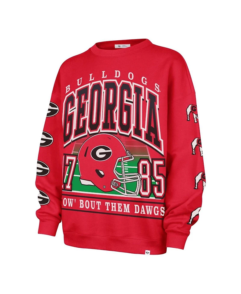 '47 Brand Women's Red Georgia Bulldogs Go Big Oversized Pullover Sweatshirt