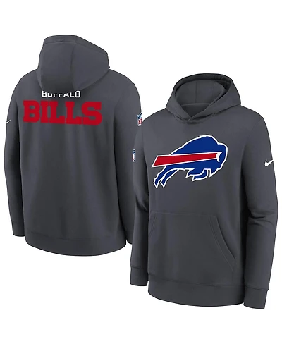 Nike Big Boys and Girls Gray Buffalo Bills Sideline Club Fleece Hoodie