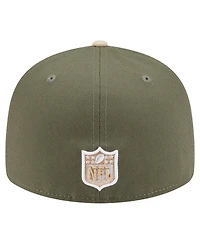 New Era Men's Light Beige/Olive Philadelphia Eagles Two-Tone Color Pack Split Panel 59FIFTY Fitted Hat
