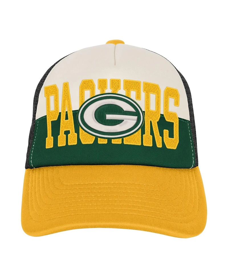 Outerstuff Big Boys and Girls White/Gold Green Bay Packers Modern Fan Trucker Adjustable Hat
