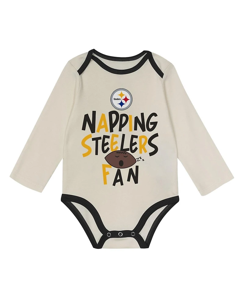 Outerstuff Baby Boys and Girls 3-Piece Black Pittsburgh Steelers Little Champ Set