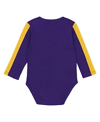 Outerstuff Baby Boys and Girls 3-Piece Purple/Gold Minnesota Vikings Double Down Creeper Pants Set