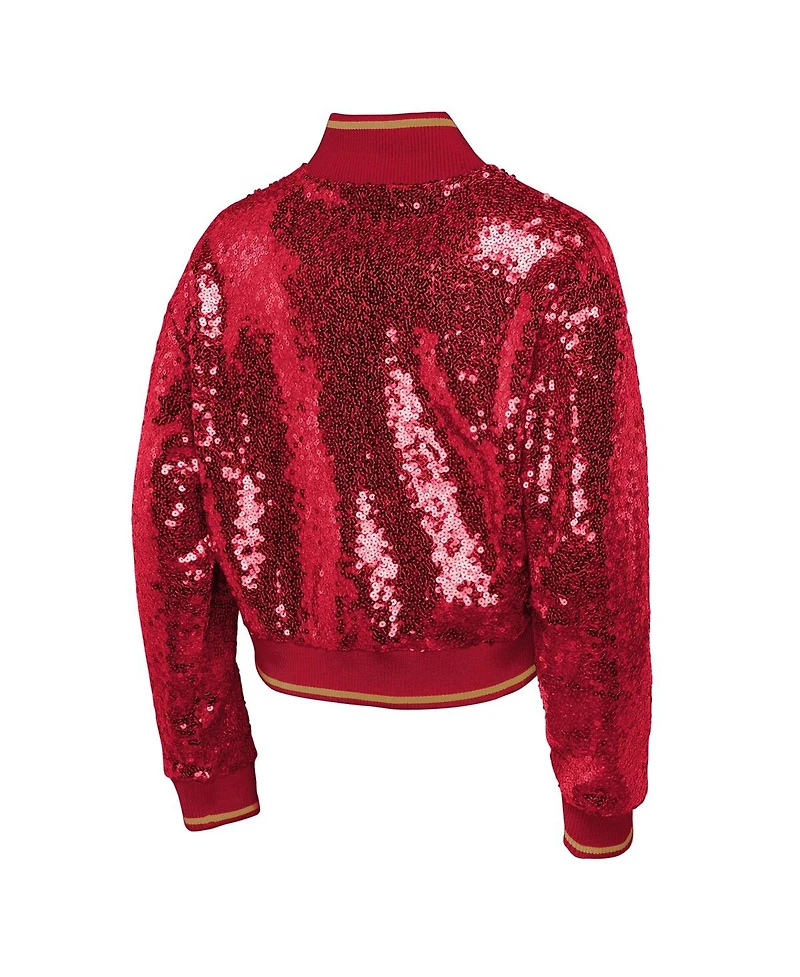 Outerstuff Big Boys and Girls Scarlet San Francisco 49ers Nfl Glam Squad Sequin Jacket
