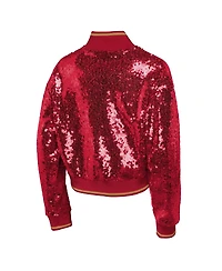 Outerstuff Big Boys and Girls Scarlet San Francisco 49ers Nfl Glam Squad Sequin Jacket