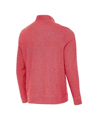Antigua Men's Heather Crimson Indiana Hoosiers Subtle Quarter-Zip Hoodie