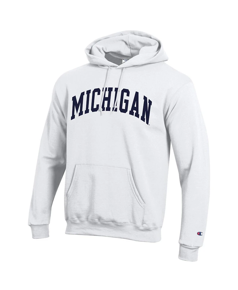 Champion Men's White Michigan Wolverines Basic Arch Fleece Pullover Hoodie