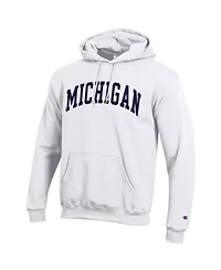 Champion Men's White Michigan Wolverines Basic Arch Fleece Pullover Hoodie